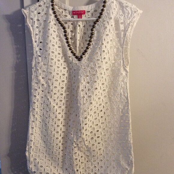 Lilly Pulitzer XS white cover up embellished swim wear target stretch - Picture 1 of 5